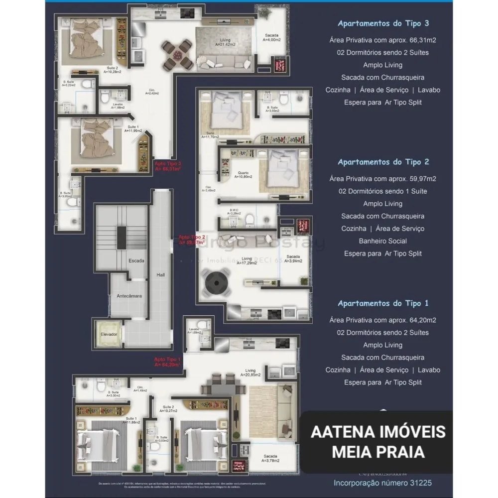 Apartamento no Acqua Residence com entrega para 2026 - Morretes Itapema 